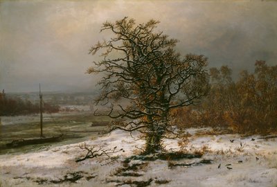 Roble junto al Elba en invierno de Johan Christian Dahl